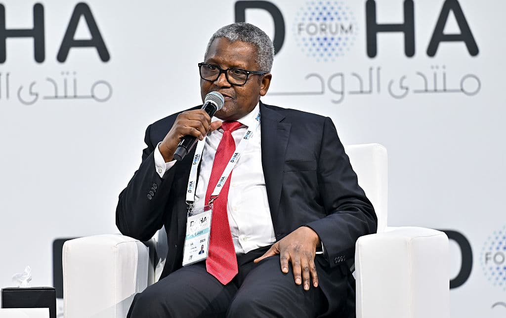 Aliko Dangote speaking at a business event